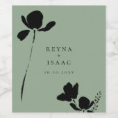 Étiquette Pour Bouteilles De Vin Moderne Flore foncé Sage Vert (Étiquettes simples)