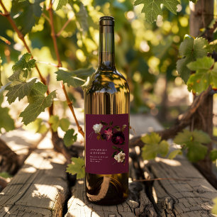 Étiquette Pour Bouteilles De Vin Moderne Mariage Floral Humeur Sombre Romantique