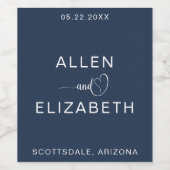 Étiquette Pour Bouteilles De Vin Moderne Marine Bleu Mariage élégant Champagne (Étiquettes simples)