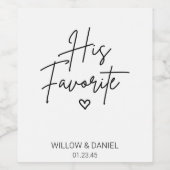 Étiquette Pour Bouteilles De Vin Moderne Minimal Son Vin Mariage Préféré Favoriser (Étiquettes simples)