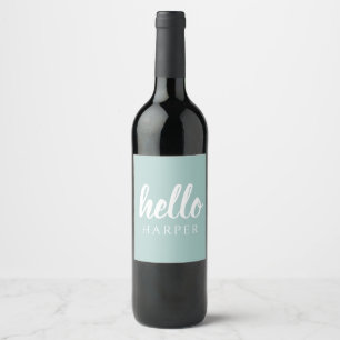 Étiquette Pour Bouteilles De Vin Moderne Minimale Vert Et Blanc Bonjour Et Vous Nom