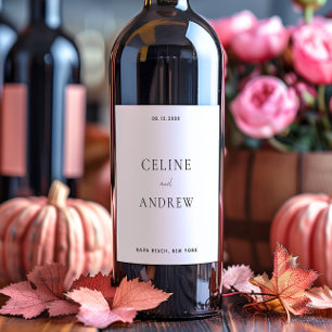 Étiquette Pour Bouteilles De Vin Moderne minimaliste Amour intemporel Mariage
