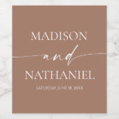 Étiquette Pour Bouteilles De Vin Moderne minimaliste élégant Mocha Mousse Mariage (Étiquettes simples)