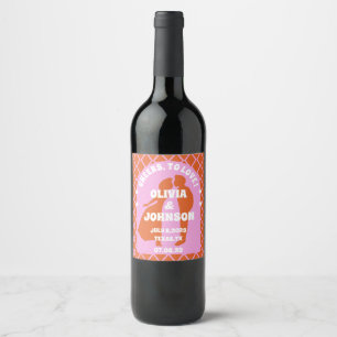 Étiquette Pour Bouteilles De Vin Moderne Minimaliste Gras Rose Orange Rétro Bohème