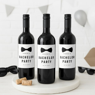 Étiquette Pour Bouteilles De Vin Moderne minimaliste Gros Gras Black Bachelor Party