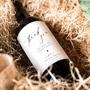 Étiquette Pour Bouteilles De Vin Moderne minimaliste Merci Mariage Étiquette à vin