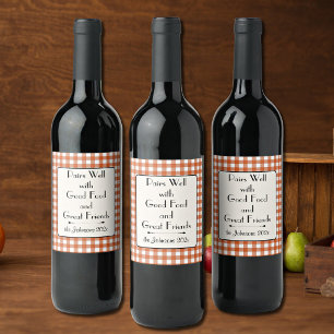 Étiquette Pour Bouteilles De Vin Moderne Minimaliste Orange Vérifié Buffalo Personn