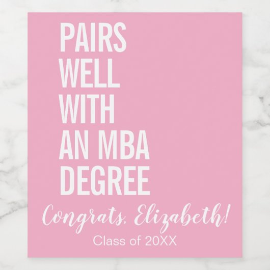 Étiquette Pour Bouteilles De Vin Moderne Paire Bien Avec Un Diplôme De MBA (Étiquettes simples)