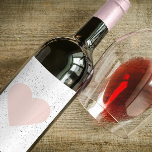 Étiquette Pour Bouteilles De Vin Moderne Pastel Rose & Coeur Beau Cadeau