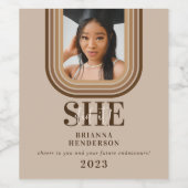 Étiquette Pour Bouteilles De Vin Moderne Retro Brown et Neutre Graduation (Étiquettes simples)