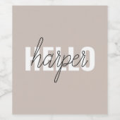 Étiquette Pour Bouteilles De Vin Moderne Simple Brown Bonjour Et Vous Nom (Étiquettes simples)