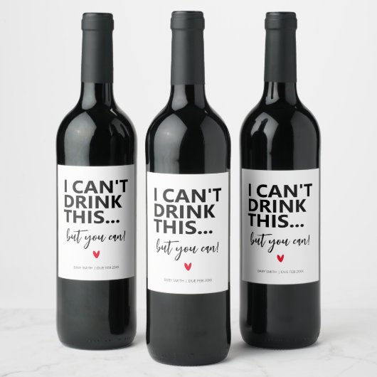 Étiquette Pour Bouteilles De Vin Moderne Simple Funny Faire-part de grossesse (Bouteilles)