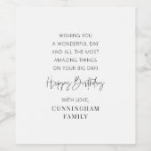 Étiquette Pour Bouteilles De Vin Moderne Simple minimaliste Chic Joyeux Anniversair (Étiquettes simples)