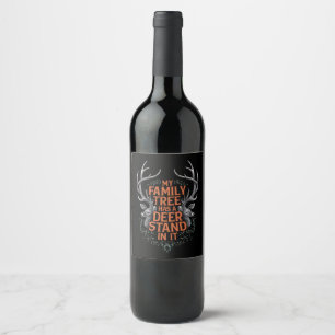 Étiquette Pour Bouteilles De Vin Mon Arbre Familial A Un Deer Stand Dans La Chasse