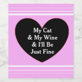 Étiquette Pour Bouteilles De Vin Mon chat et mon vin et je vais bien (Étiquettes simples)