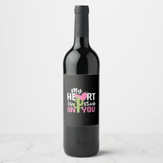 Étiquette Pour Bouteilles De Vin Mon cœur est collé sur vous Cactus Conception sinc