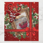 Étiquette Pour Bouteilles De Vin Mon premier Noël avec Gold Frame Red Bow Photo (Étiquettes simples)