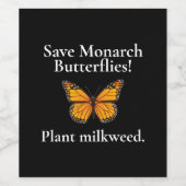 ÉTIQUETTE POUR BOUTEILLES DE VIN MONARCH BUTTERFLY (Étiquettes simples)