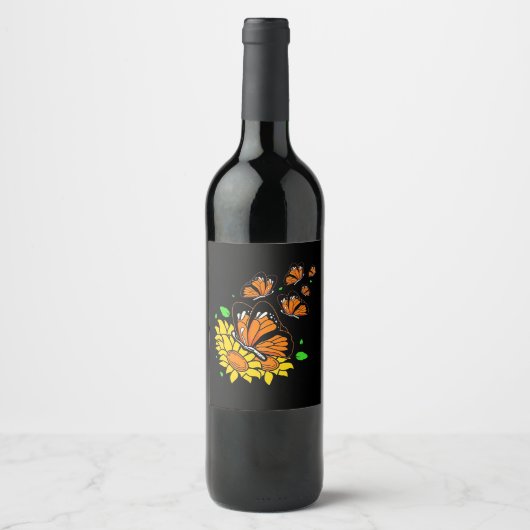 Étiquette Pour Bouteilles De Vin Monarque Butterflies (Devant)