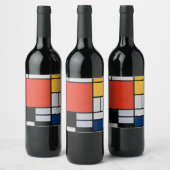 Étiquette Pour Bouteilles De Vin Mondrial Composition Rouge Jaune Bleu Noir (Bouteilles)