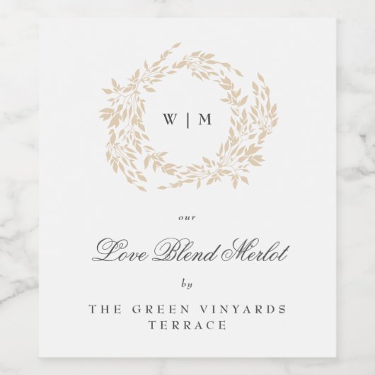Étiquette Pour Bouteilles De Vin Monogram Crest classique Mariage élégant (Étiquettes simples)