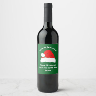 Étiquette Pour Bouteilles De Vin Monogram Ho ho ho Chapeau de Père Noël Joyeux Noël