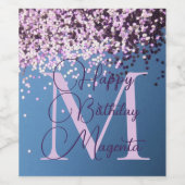 Étiquette Pour Bouteilles De Vin Monogram Lavender Confetti Amusants Anniversaire (Étiquettes simples)