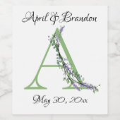 Étiquette Pour Bouteilles De Vin Monogramme A Lavande Eucalyptus (Étiquettes simples)