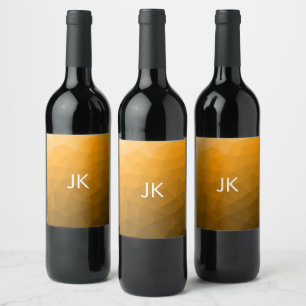 Étiquette Pour Bouteilles De Vin Monogramme à motif de maillage géométrique à dégra
