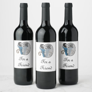Étiquette Pour Bouteilles De Vin Monogramme à pâte noire