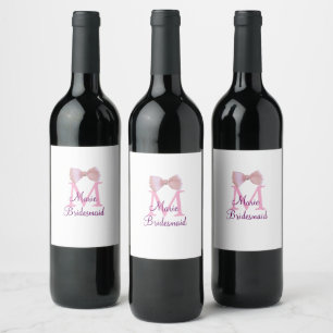Étiquette Pour Bouteilles De Vin monogramme arc rose bridesmaid moderne girly rusti