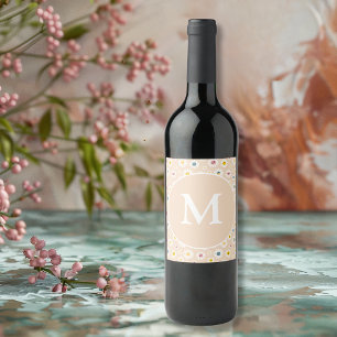 Étiquette Pour Bouteilles De Vin Monogramme coloré Souriant Faisée personnalisée