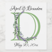 Étiquette Pour Bouteilles De Vin Monogramme D Lavande Eucalyptus (Étiquettes simples)