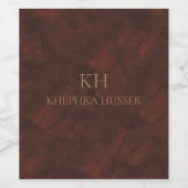 Étiquette Pour Bouteilles De Vin Monogramme d'aquarelle Brown (Étiquettes simples)