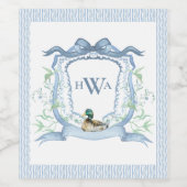 Étiquette Pour Bouteilles De Vin Monogramme de canard de Mallard (Étiquettes simples)