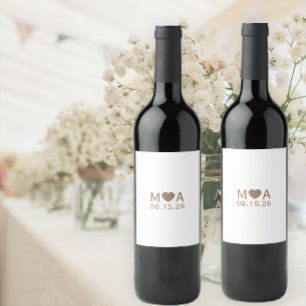 Étiquette Pour Bouteilles De Vin Monogramme de couple mariage