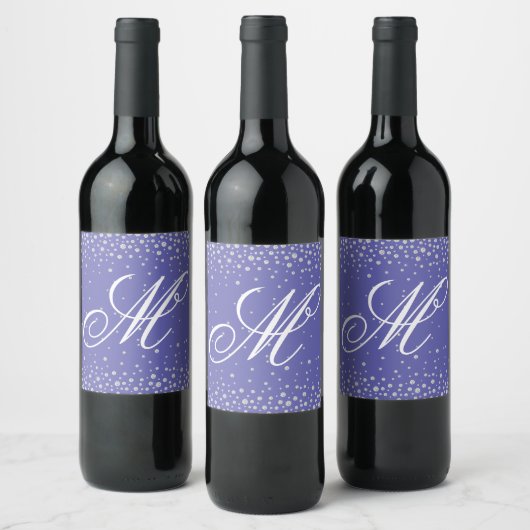 Étiquette Pour Bouteilles De Vin Monogramme de diamants violets personnalisés (Bouteilles)