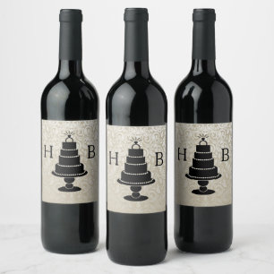 Étiquette Pour Bouteilles De Vin Monogramme de gâteau mariage