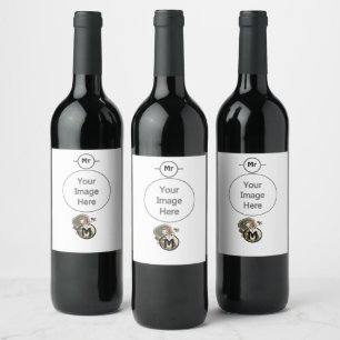 Étiquette Pour Bouteilles De Vin Monogramme de la salamandre à tête plate