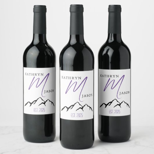 Étiquette Pour Bouteilles De Vin Monogramme de montagne (Bouteilles)