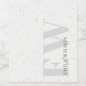 Étiquette Pour Bouteilles De Vin Monogramme de nom en pierre de terrazzo gris éléga (Étiquettes simples)