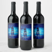 Étiquette Pour Bouteilles De Vin Monogramme de nuit bleu marine (Bouteilles)
