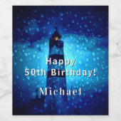 Étiquette Pour Bouteilles De Vin Monogramme de nuit bleu marine (Étiquettes simples)