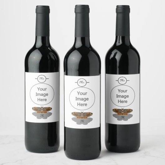 Étiquette Pour Bouteilles De Vin Monogramme de papillon de Brahmin (Bouteilles)
