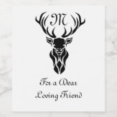 Étiquette Pour Bouteilles De Vin Monogramme de silhouette de cerf noir tribal (Étiquettes simples)