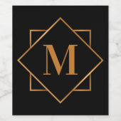 Étiquette Pour Bouteilles De Vin Monogramme d'or (Étiquettes simples)