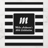 Étiquette Pour Bouteilles De Vin Monogramme en bande noire et blanche (Étiquettes simples)