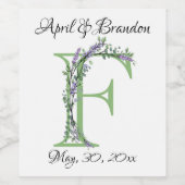 Étiquette Pour Bouteilles De Vin Monogramme F Lavande Eucalyptus (Étiquettes simples)