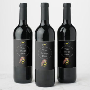 Étiquette Pour Bouteilles De Vin Monogramme Fantaisiste de la Petite Chouette Orien