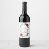 Étiquette Pour Bouteilles De Vin Monogramme floral rouge Poinsettia (Devant)